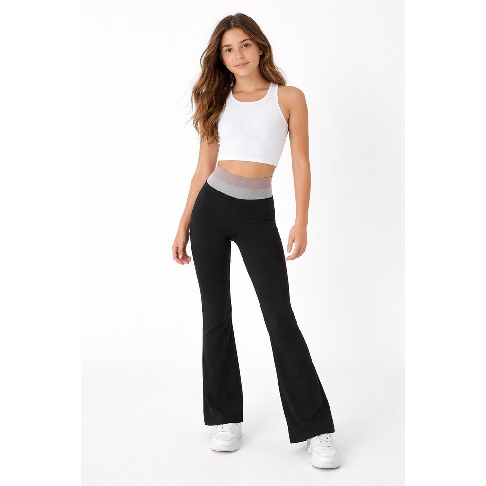 Flare Leggings Women XS Black High Rise Colorblock Yoga Athleisure Pants